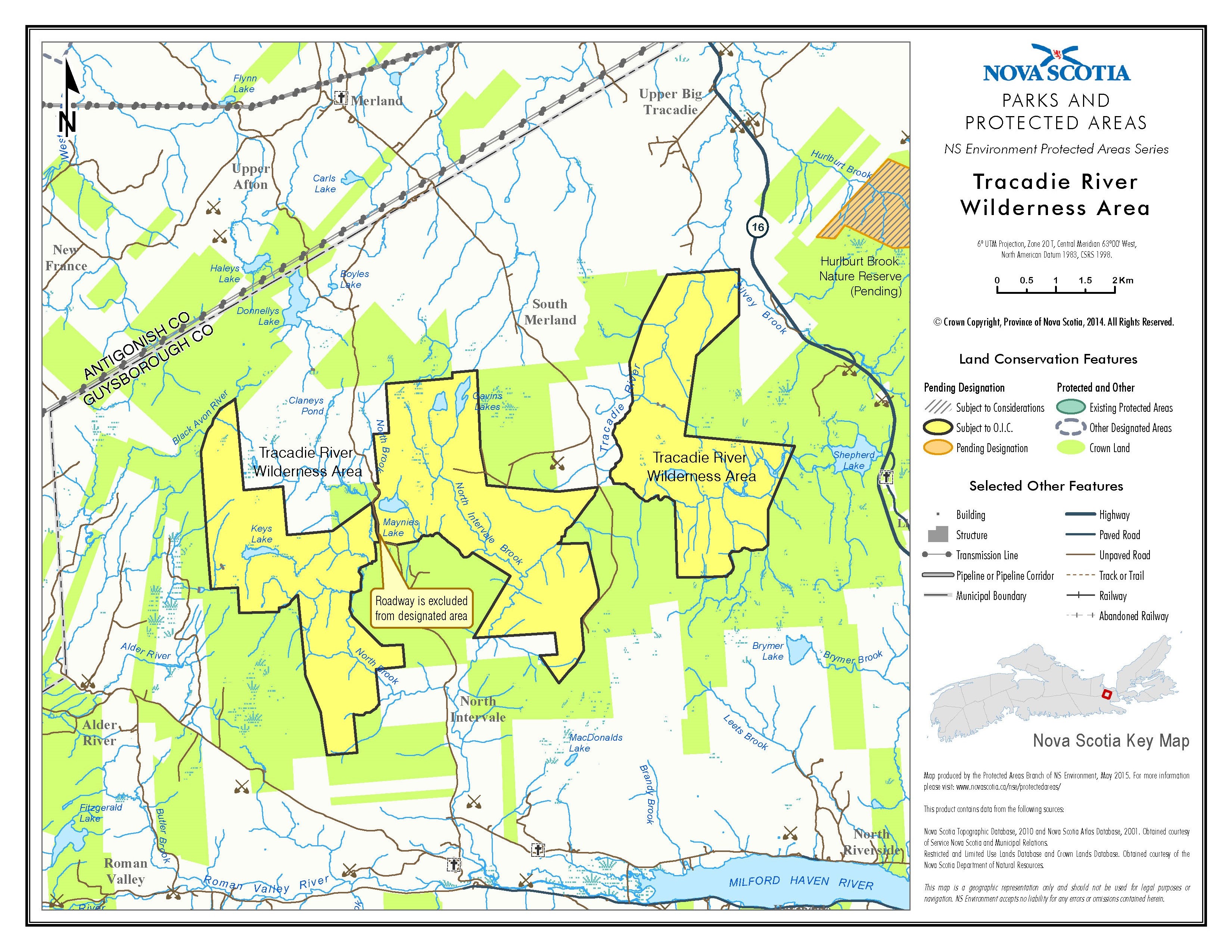 Approximate boundaries of Tracadie River Wilderness Area